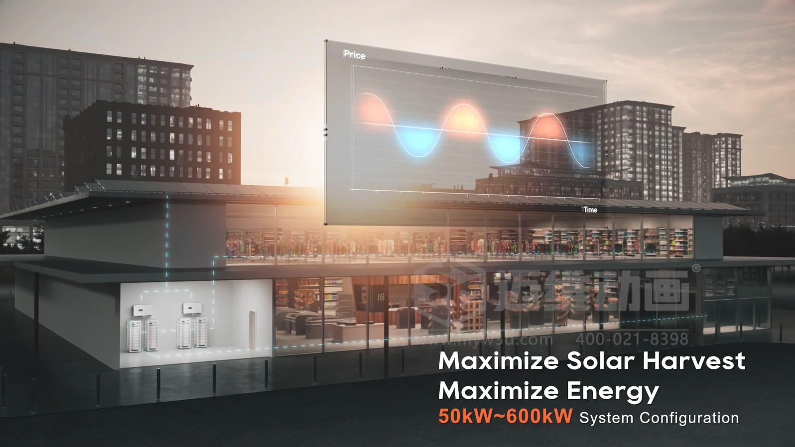 光伏儲能應(yīng)用場景難落地展示？新能源三維動畫來解決，真實再現(xiàn)家庭 / 工商業(yè)場景，設(shè)備價值一眼看懂！(圖2)